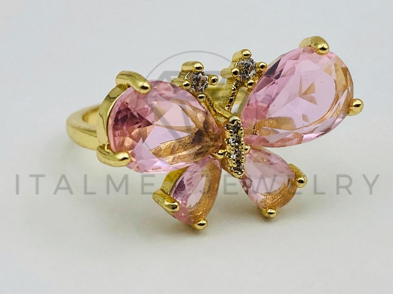 Anillo de Dama - 105581 - Anillo Mariposa Circonia Rosa Oro Laminado 18K