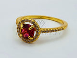 Anillo de Dama - 105759 - Anillo Solitario Circonia Roja Oro Laminado 18K