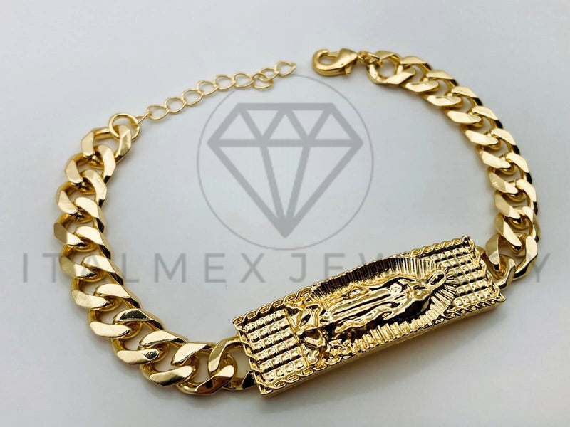 Pulsera de Lujo - 105627 - Esclava Cubana Virgen Guadalupe Oro Laminado 18K