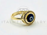 Anillo de Dama - 105571 - Anillo Ojo Turco Ojo Azul Oro Laminado 18K