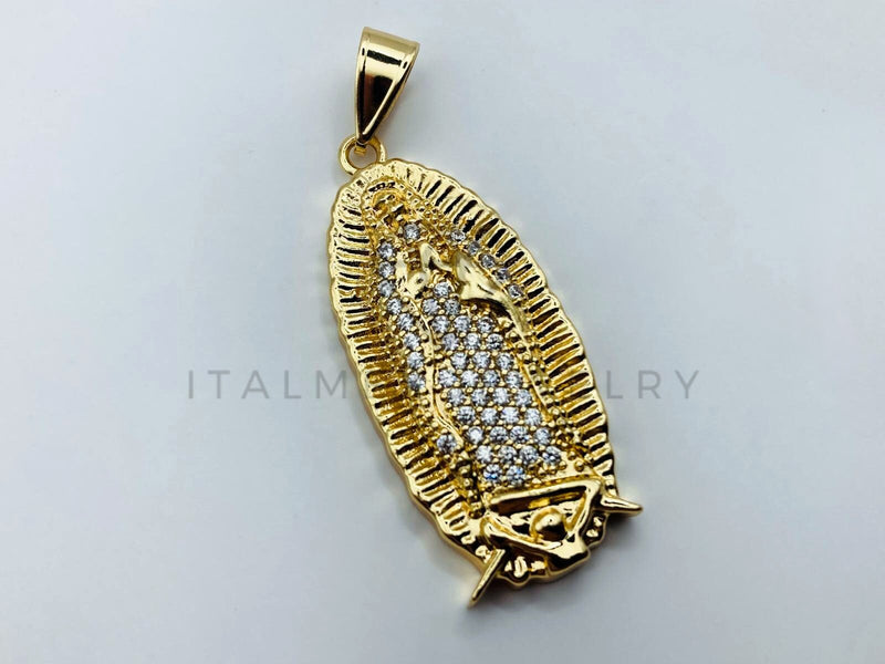 Dije de Lujo - 105705 - Dije Virgen de Guadalupe Circonia Clara Mediano Oro Laminado 18K