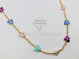 Collar Elegante - 105617 -Collar Mariposas Color Pastel Oro Laminado 18K