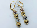 Arete de Lujo - 105777 - Arete Corazones Diamantados Oro Laminado 18K