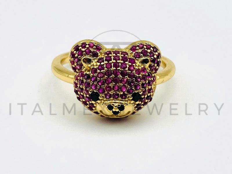 Anillo de Dama - 105580 - Anillo Osito Circonia Rosa Oro Laminado 18K