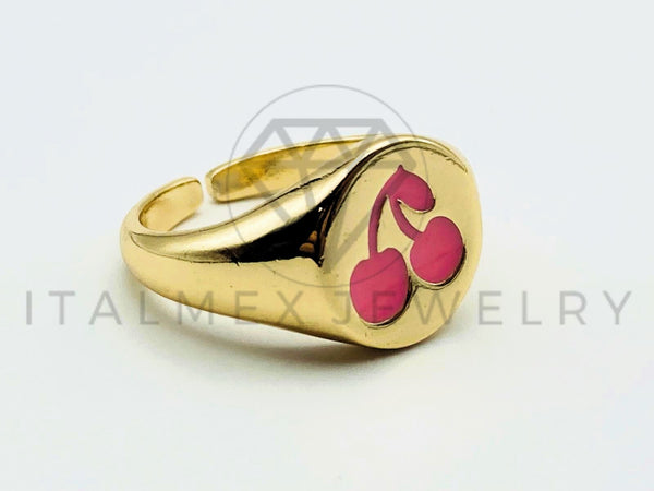 Anillo de Dama - 105567 - Diseño Cerezas Color Rosa Oro Laminado 18K