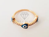 Anillo de Dama - 105372 - Anillo de Corazon y Ojo Turco Azul Oro Laminado 18K