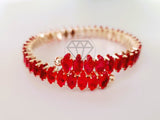 Pulsera de Lujo - 105273 - Aro Diseñador Circonia Roja Oro Laminado 18K