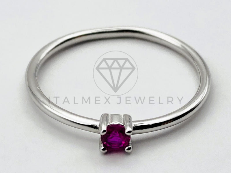 Anillo de Dama - 105483 - Anillo Solitario Circonia Rojo Ruby - Plata .925