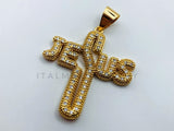 Dije de Lujo - 105701 - Dije Cruz HipHop Jesus Circonia Clara Oro Laminado 18K