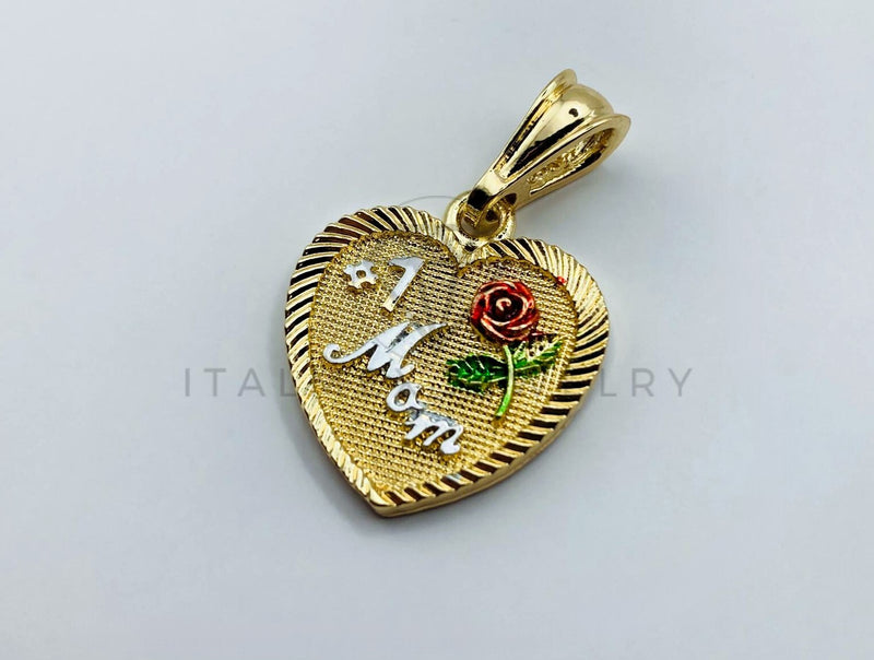 Dije de Lujo - 105729 - Dije Corazon #1 Mom Oro Laminado 18K