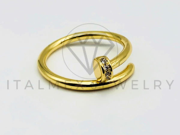 Anillo de Dama - 105591 - Anillo Clavo Diseñador Circonia Clara Oro Laminado 18K