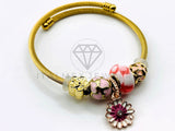 Pulsera de Lujo - 105656 - Pulsera PDR Flores y Dijes Rosa Oro Laminado 18K