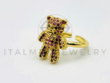 Anillo de Dama - 105578 - Anillo Osito de Peluche Circonia Rosa Oro Laminado 18K