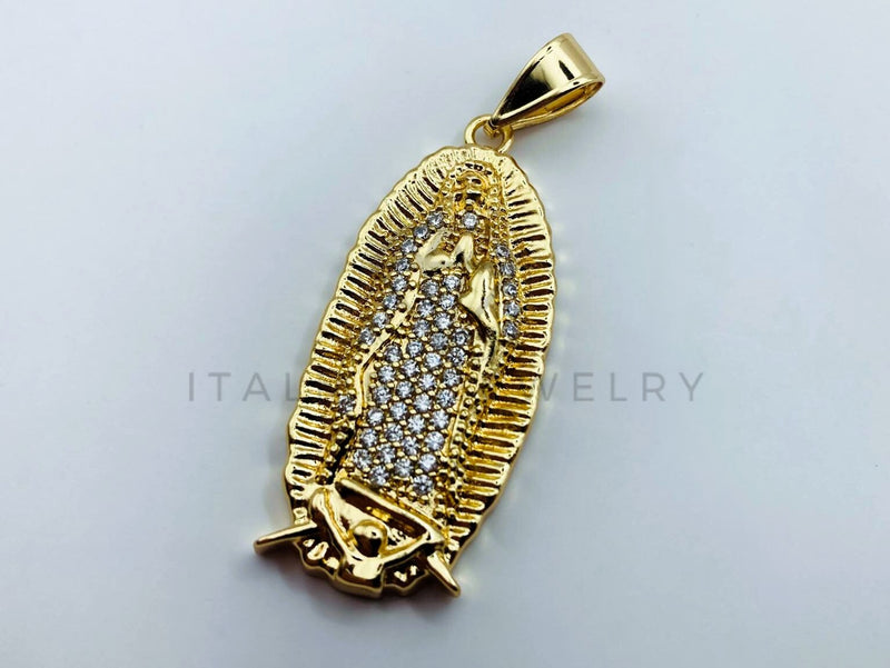 Dije de Lujo - 105705 - Dije Virgen de Guadalupe Circonia Clara Mediano Oro Laminado 18K