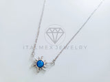 Collar de Lujo - 104780 - Diseño Sol Esmalte Azul Plata Fina .925