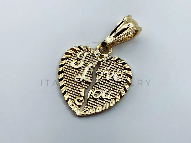 Dije de Lujo - 105730 - Dije Corazon Partido I Love You Oro Laminado 18K