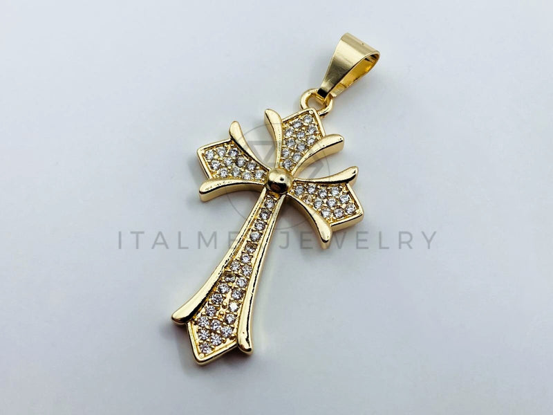 Dije de Lujo - 105706 - Dije Cruz con Circonia Clara Chico Oro Laminado 18K