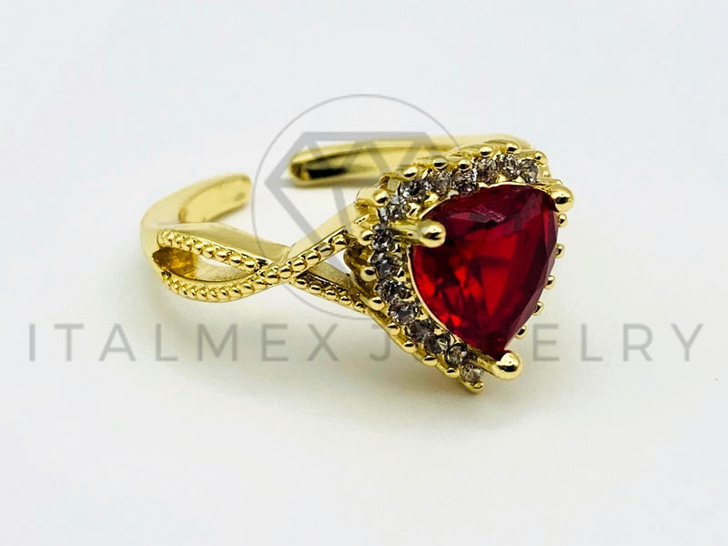 Anillo de Dama - 105579 - Anillo Corazon Circonia Rosa Oro Laminado 18K