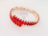 Pulsera de Lujo - 105273 - Aro Diseñador Circonia Roja Oro Laminado 18K