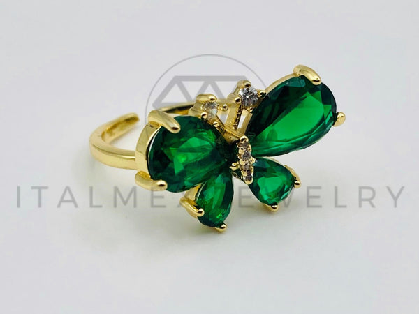 Anillo de Dama - 105583 - Anillo Mariposa Circonia Verde Oro Laminado 18K