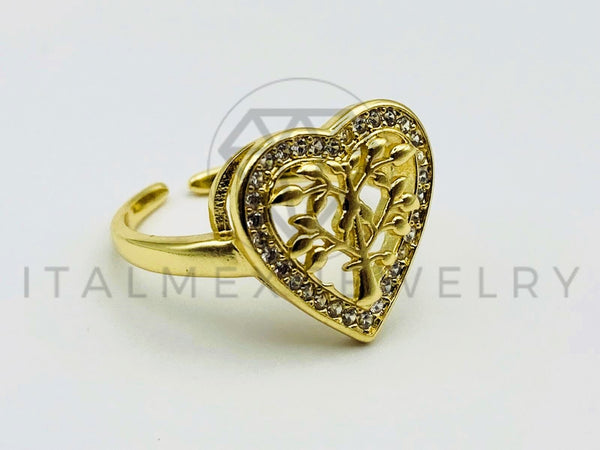 Anillo de Dama - 105576 - Anillo Corazon Arbol de la Vida Oro Laminado 18K