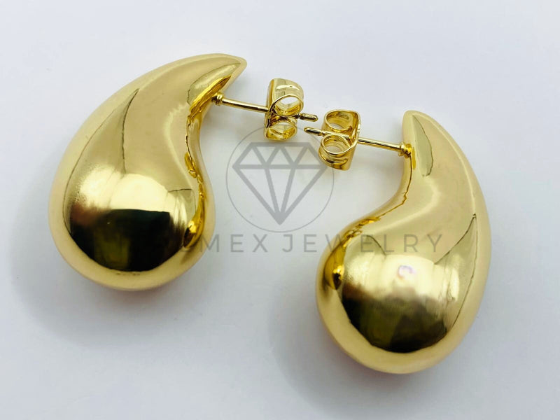 Arete de Lujo - 105787 - Arete Gota Lisa Dorada Oro Laminado 18K