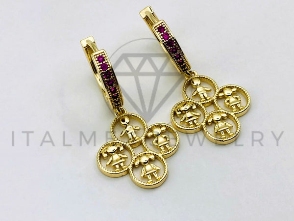 Arete de Lujo - 105607 - Huggie Niños y Niñas Circonia Rosa Oro Laminado 18K