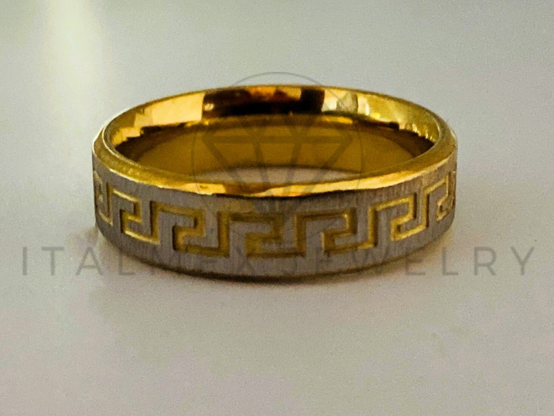 Anillo de Lujo - 105445 - Argolla Grecas Bitono 5mm Oro Laminado 18K