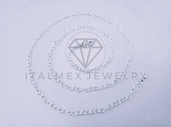 Cadena Corazon 3mm Plata .925