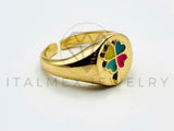 Anillo de Dama - 105566 - Diseño Trebol 4 Hojas Colores Oro Laminado 18K