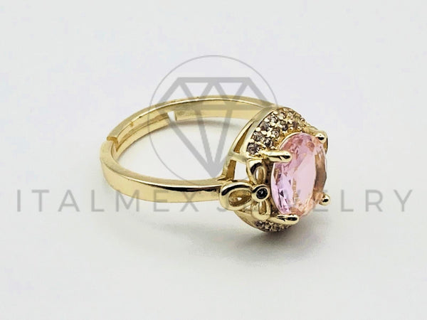 Anillo de Dama - 105556 - Diseño Filigrana Circonia Rosa Oro Laminado 18K