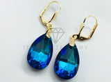 Arete de Lujo - 105775 - Arete Gota y Circonia Azul Tornasol Oro Laminado 18K