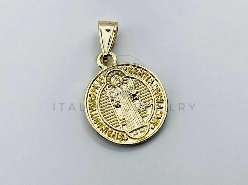 Dije de Lujo - 105726 - Dije Medalla San Benito Chico Oro Laminado 18K