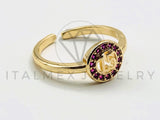 Anillo de Dama - 105572 - Anillo 15 Años Circonia Rosa Oro Laminado 18K