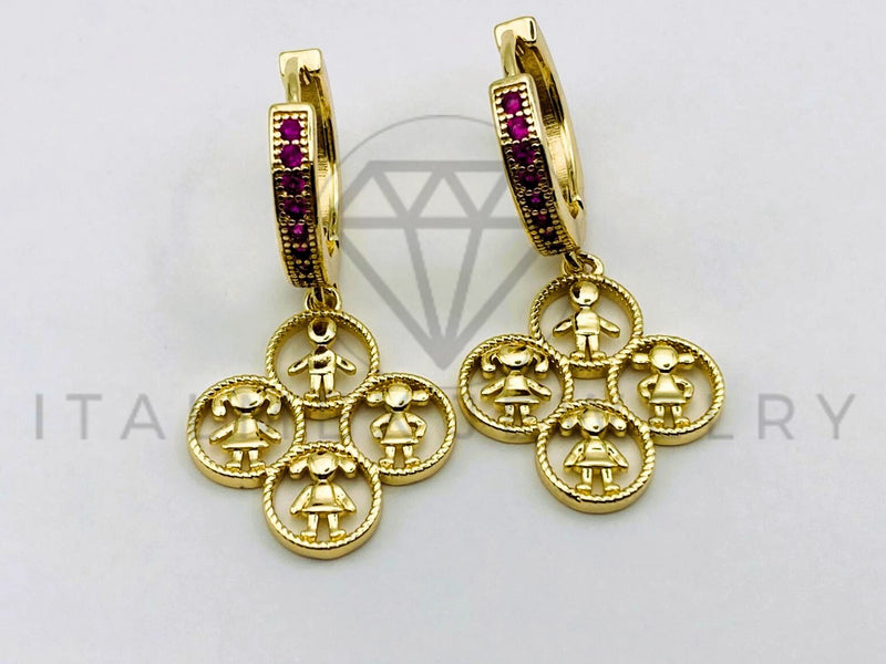 Arete de Lujo - 105607 - Huggie Niños y Niñas Circonia Rosa Oro Laminado 18K