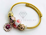 Pulsera de Lujo - 105656 - Pulsera PDR Flores y Dijes Rosa Oro Laminado 18K