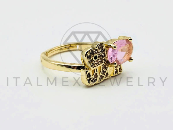 Anillo de Dama - 105563 - Diseño Elefante Circonia Rosa Oro Laminado 18K