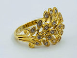 Anillo de Dama - 105753 - Anillo Hojas con Circonia Clara Oro Laminado 18K