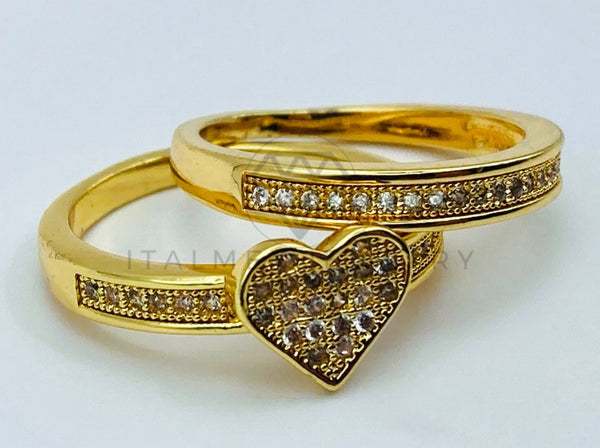 Anillo de Dama - 105761 - Anillo Alianza Corazon Micropave Clara Oro Laminado 18K