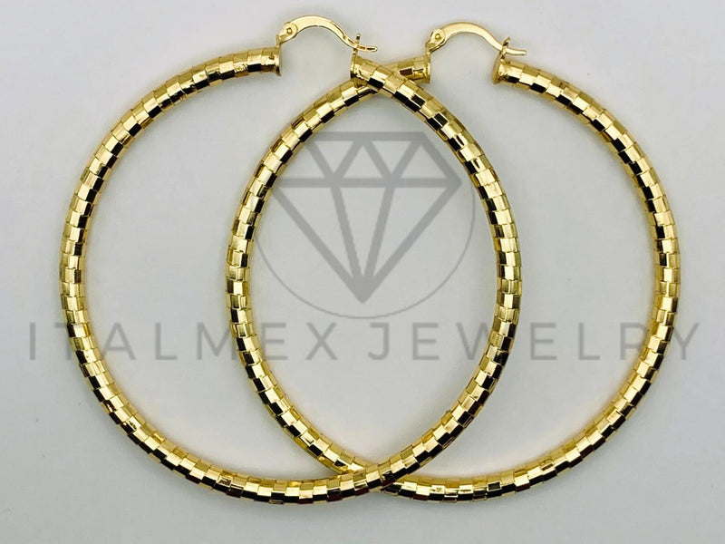 Arete de Lujo - 105533 - Arracada Facetada 70mm Oro Laminado 18K