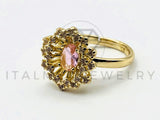 Anillo de Dama - 105561 - Diseño Flor Filigrana Circonia Rosa Oro Laminado 18K