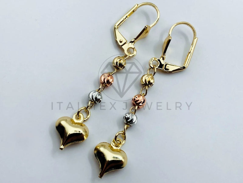 Arete de Lujo - 105783 - Arete Corazon Tira Laser Oro Laminado 18K