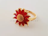 Anillo de Dama - 105381 - Anillo Girasol con Circonia Roja Oro Laminado 18K