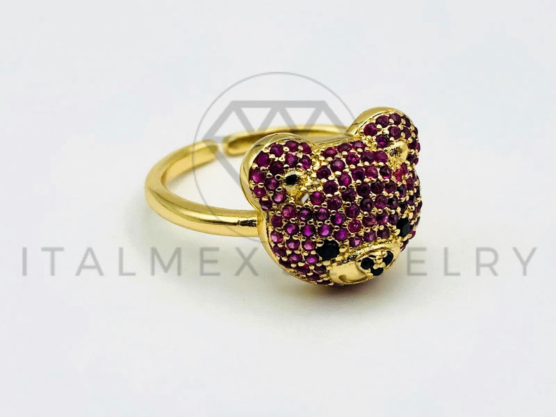 Anillo de Dama - 105580 - Anillo Osito Circonia Rosa Oro Laminado 18K