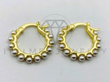 Arete de Lujo - 105612 - Huggie Perlas Blancas Oro Laminado 18K