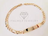 Pulsera de Lujo - 105286 - Esclava Figaro Placa Lisa 5mm - Oro Laminado 18K