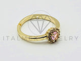 Anillo de Dama - 105562 - Diseño Solitario Bisel Circonia Rosa Oro Laminado 18K