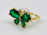 Anillo de Dama - 105583 - Anillo Mariposa Circonia Verde Oro Laminado 18K