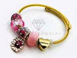 Pulsera de Lujo - 105655 - Pulsera PDR Flores y Circonia Rosa Oro Laminado 18K