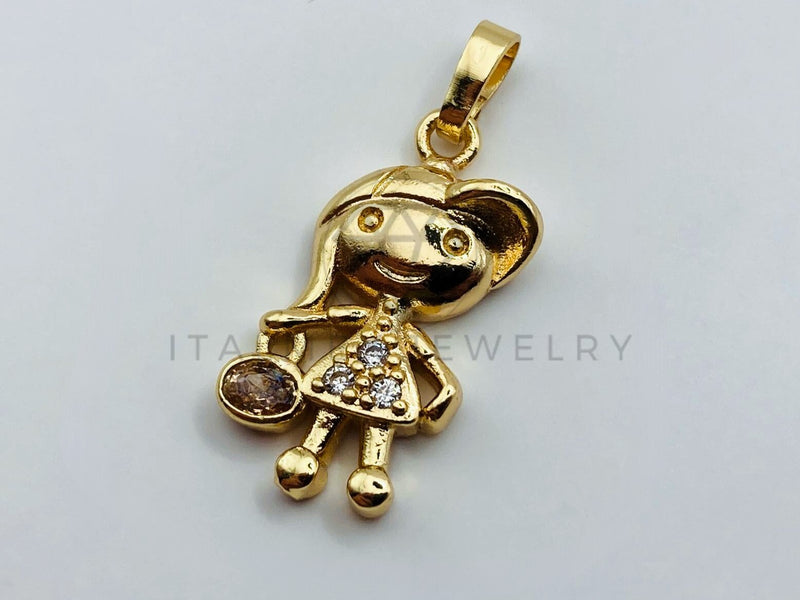 Dije de Lujo - 105737 - Dije Niña Circonia Ambar Oro Laminado 18K